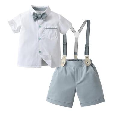 Imagem de Conjunto de roupas Boarnseorl Baby Boys Gentleman Shirt e shorts 3-4Y