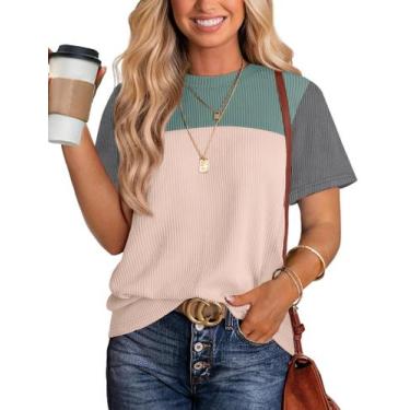 Imagem de Camiseta feminina WIHOLL de manga curta, blusa de primavera, verde