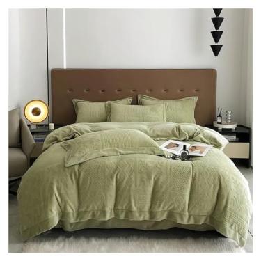 Imagem de Conjunto de cama cinza de inverno macio de pelúcia quente engrossada escultura 3D colcha lençol fronha (11 Queen)