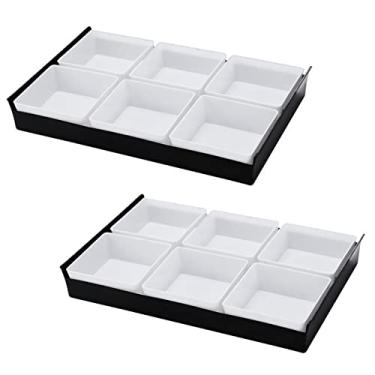 Imagem de Bandeja de servir lanches com tigelas de plástico, bandeja multifuncional para saborear pratos divididos para frutas, biscoitos, aperitivos, doces, B