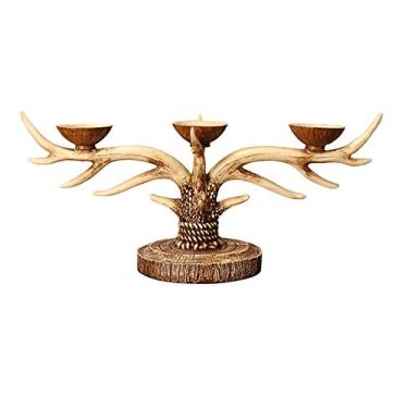 Imagem de Castiçal de resina estilo europeu castiçal um castiçal que pode exibir 3 velas de pilar para lareira, mesa de sala de estar ou sala de jantar, presentes para castiçal de casamento
