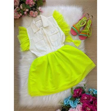 Imagem de Vestido Blogueirinha Babado Rebeca Verde Neon - Look dos Sonhos, Beige
