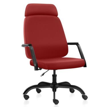 Imagem de Cadeira de Escritório Giratória Diretor com Apoio de Cabeça Hub F02 Sintético Vermelho - Lyam Decor