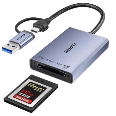 Imagem de BENFEI Leitor de cartão CFexpress tipo B com USB 3.2 (Geração 2) 10 Gbps, USB-C&USB-A 2 em 1 tipo B CFexpress adaptador, compatível com Windows/Mac/Linux/Android (não para cartão XQD)
