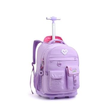 Imagem de Mochila Rodinha Juvenil Feminina Escolar Reforçada Chaveiro (Roxo)