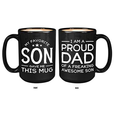 Imagem de Caneca de café My Favorite Son 425 g preta - I am a Proud Dad - Dia dos Pais Piadas Orgulho Pais Filho Papa Avô