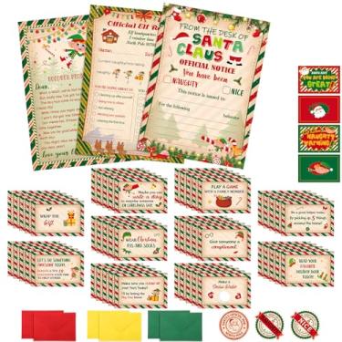 Imagem de Harloon 68 peças Official Elf Reports Christmas Elves Notice Naughty or Nice Behavior Checklist Letters to Santa Advent Calendar Joke Cards of Christmas Elf Accessories for Xmas Holiday Stationery Set