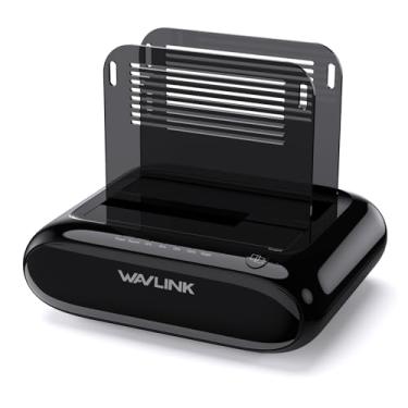 Imagem de WAVLINK Estação de ancoragem para disco rígido Dual Bay – USB 3.0 para SATA I/II/III para HDD/SSD de 2,5 ou 3,5 polegadas com moldura fixa, função clone offline, suporta 2 x 20 TB