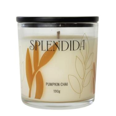 Imagem de Splendida Vela Aromática Pumpkin Chai, Vidro Decorativo, Fragrância de Especiarias que traz sensação de conexão para momentos de meditação e relaxamento, 190g, blend de ceras vegetais