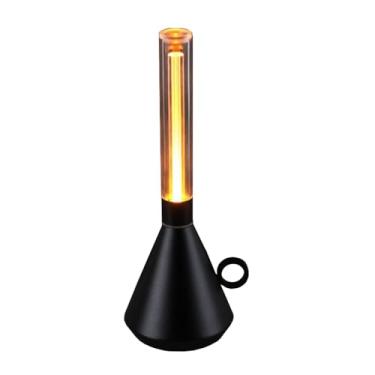 Imagem de LianGSanSan Luminária de mesa acessível, luz portátil retrô, decoração de mesa de jantar para bar, café, atmosfera DC5V, carregamento USB, branco quente, luz noturna de 1800 k(preto)