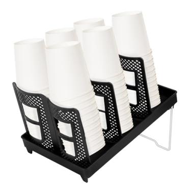 Imagem de ZJRDYYK Organizador de copo de café, dispensador descartável de copos e tampas, organizador de armazenamento de xícaras de café para estação de café, bar, bancada, sala de descanso (preto)