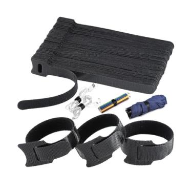 Imagem de Abraçadeiras, pacote com 100, 20 x 1/5.1 cm, alças de organização de cabo preto, design fino pré-cortado, gerenciamento de fios para organizar casa, escritório e data centers, preto