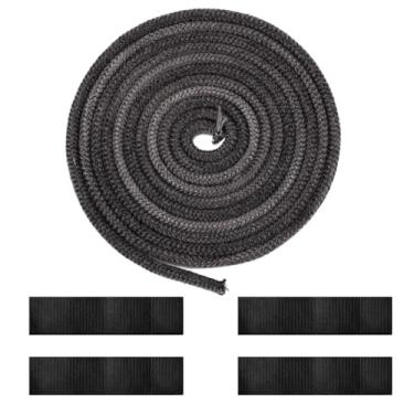 Imagem de Corda de vedação de lareira, junta de vedação de corda de fibra de vidro impregnada de grafite de 0,8 cm x 3 m, junta de substituição para porta de fogão para lareiras fogões queimados