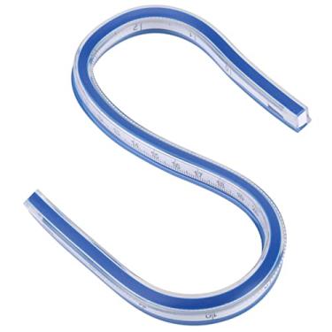 Imagem de Aramox Régua de Curva de Plástico Flexível de 1 Peça para Desenho, Engenharia, Construção Com Formas de Dobra, Material Plástico Durável e Lados Duplos (Azul 30cm/11,8 pol.)
