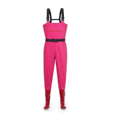 Imagem de Hip Waders Botas aquáticas de cano alto masculinas e femininas, calças de peito para lavagem de carros, indústria de aquicultura e pesca em PVC(Pink2,38 EU)
