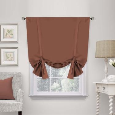 Imagem de H.VERSAILTEX Cortina blackout de amarrar com isolamento térmico, persiana com bloqueio de luz, sombra romana, painel de bolso ajustável para varão para janela pequena, 107 cm de largura por 160 cm de