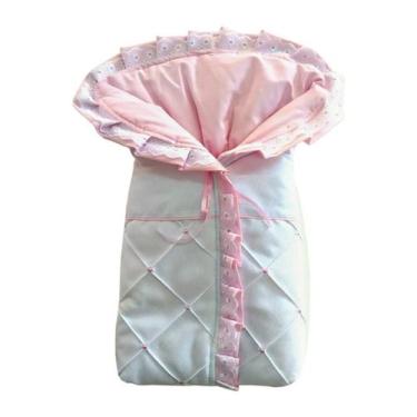 Imagem de Saco Porta Bebê Rosa e Branco Bordado 100 Algodão Saco bebe Dormir Ros