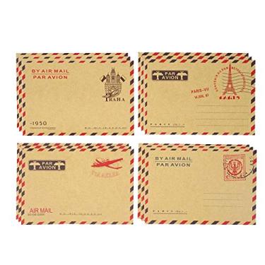 Imagem de 40 envelopes com tema de correio aéreo vintage envelopes de papel kraft para cartões postais, cartas, notas, casamentos, festas, feriados, banquetes, chuveiros, aniversário, aniversário"