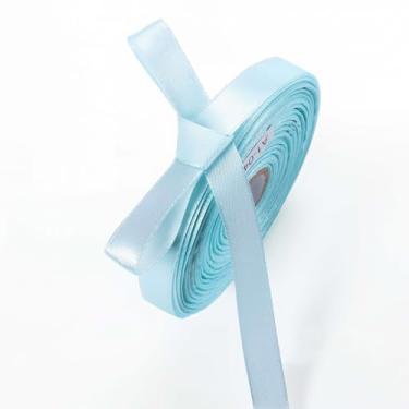 Imagem de Fita de cetim azul claro de 1,27 cm x 50 metros fitas estreitas sólidas para embrulho de presente, artesanato, scrapbooking, fabricação de laços, decoração de casamento DIY