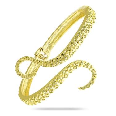 Imagem de Tentáculo de polvo animal mar oceano articulado pulseira aberta punho braço punho assustador terror gótico para mulheres homens joias presente, One Size, Liga de aço, Sem Pedra Preciosa