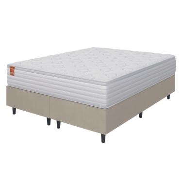 Imagem de Cama Box Colchão Casal Queen Molas Ensacadas Real Branco / Bege Inducol Branco