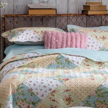 Imagem de Kit Cobre Leito Colcha Mix Queen Estampado  3 Peças -Mariana