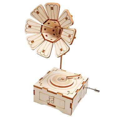 Imagem de Kit científico: gramofone de madeira para crianças DIY STEM Science E