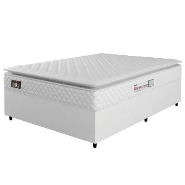 Imagem de Cama Box Casal Queen Colchão Espuma D33 Pillow Top New Millenium 158x198x57cm Branco Hellen