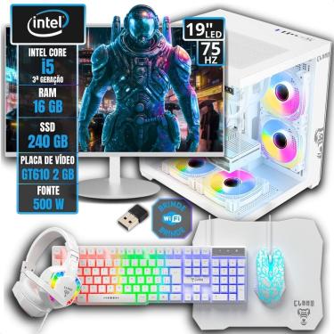 Imagem de Pc Gamer Aquário Computador Branco Montado Intel 3°g I5 Ssd - 240 Gb - 16 Gb - Gt610 2gb