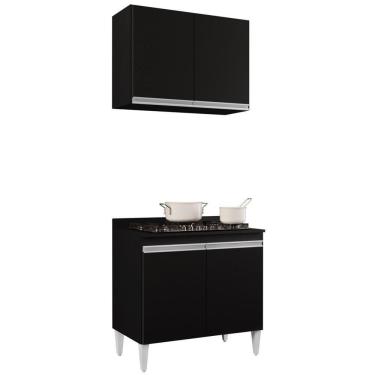 Imagem de Armário Aéreo Califórnia E Balcão Para Cooktop Flórida Preto - Lumil Móveis