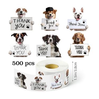 Imagem de 500 peças de adesivos de agradecimento para cães de 3,8 cm, etiquetas adesivas fofas para apoiar meu pequeno negócio, envelopes, embalagens, artesanato, decoração, loja de animais, hospital, cartões