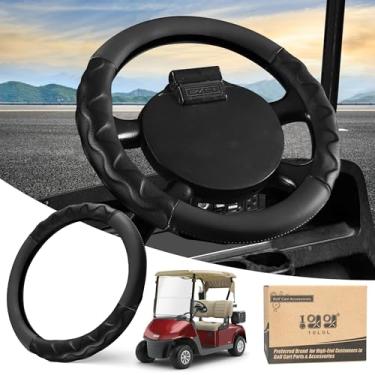 Imagem de 10L0L Capas de volante de carrinho de golfe de 33 cm para EZGO TXT&RXV, capa de volante antiderrapante de microfibra atualizada com couro PU
