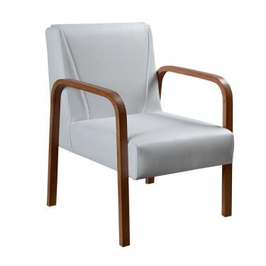 Imagem de Poltrona Decorativa Anita Cadeira Moderna Sala Recepção - Corino Branco 190