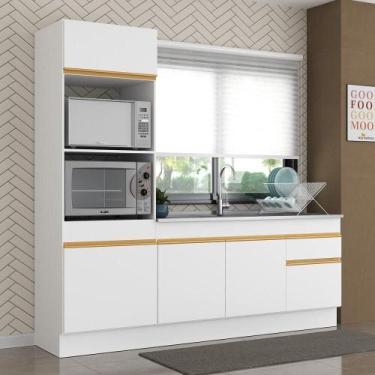 Imagem de Cozinha Compacta Com Rodapé Com Armário E Balcão Branca - MULTIMOVEIS