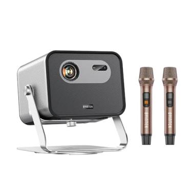 Imagem de BYINTEK R90 Max Mini projetor full HD Suporta 4K 3D 1080P, Focagem Automática TOF, 2200 ANSI, 20W*2, Projector de Microfone, Adequado para Home Theater/KTV/negócios/jogos/Powerpoint(Com suporte)