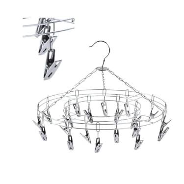 Imagem de Varal Portátil em Aço Inoxidável com 20 Prendedores - Ideal para Secagem de Roupas Íntimas e Pequenas | Funcional, Higiênico, Durável e Compacto.