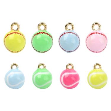 Imagem de UR URLIFEHALL 8 peças, 8 estilos, pingentes esportivos de liga de liga colorida, pingentes de tênis de beisebol para colar, pulseira, brincos, artesanato faça você mesmo