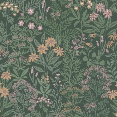 Imagem de Safiyya Papel de parede floral verde escuro para contato boho papel de parede autoadesivo à prova d'água removível para banheiro e quarto papel de parede 44 x 199 cm