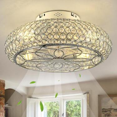 Imagem de Ventilador de teto XUDOM 20" Flush Mount Crystal Light de 6 velocidade