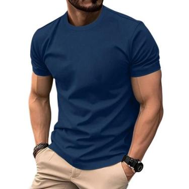 Imagem de Camiseta Dry Fit Masculina Lisa Casual Treino - NoBrand, Azul marinho,