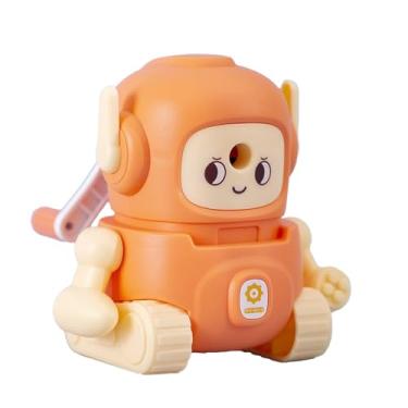 Imagem de GZBABY Apontador de lápis de manivela, apontador manual com função de alimentação automática, formato de tanque fofo (laranja)