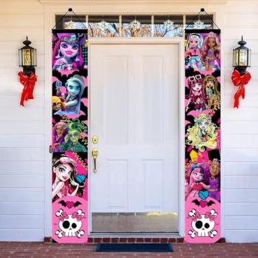 Imagem de 2 peças de placa de alpendre de aniversário monstro para pendurar na porta suprimentos de festa de aniversário alto para decorações de parede