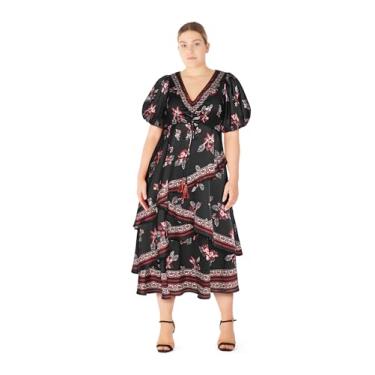 Imagem de City Chic Vestido feminino plus size - Thea manga bufante, Floral, 50