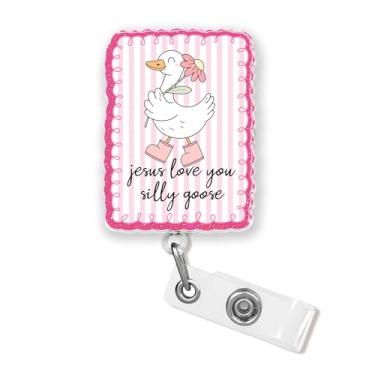 Imagem de Carretel de crachá Jesus Love You Silly Goose 4 cm humor cristão motivação positiva religiosa enfermeira de deus CNA enfermeira de enfermagem flebotomia farmácia suporte de crachá médico clipe