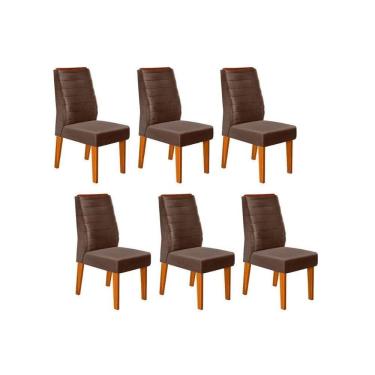 Imagem de Kit 6 Cadeiras Sala Jantar Ondina 6 Un Freijó Suede Moca