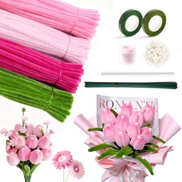 Imagem de GOOGO 400 peças de limpadores de cachimbo espessos suprimentos de artesanato para crianças, hastes de chenille multicoloridas para projetos de arte e artesanato, decorações criativas DIY, limpadores