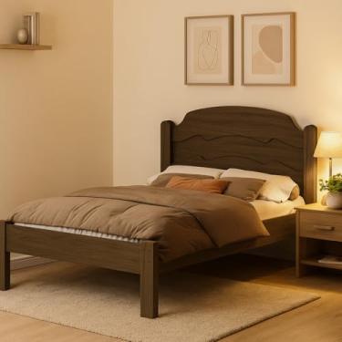 Imagem de Cama Iris Modelo Casal Moderna em MDF (Castanho)