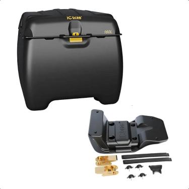 Imagem de Kit Baú 160L Com Suporte Universal Icbras Para Moto Motoboy Delivery Reforçado Com Garantia