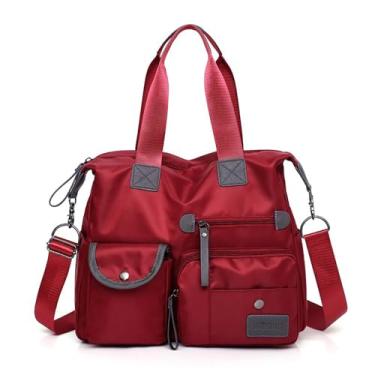 Imagem de CHENXIAOHONG Bolsa Feminina Grande Estilo Universitário, Bolsa de Ombro Portátil Tipo Saco, Bolsa de Lado Feminina Espaçosa para o Dia a Dia ou Faculdade (Vermelho)
