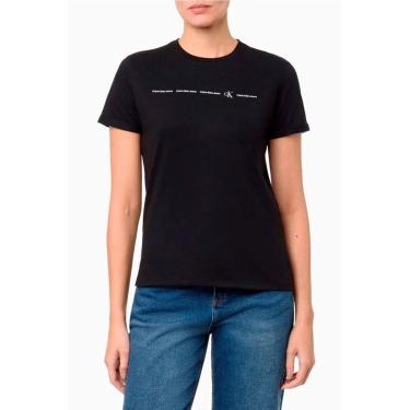 Imagem de Camiseta Calvin Klein Jeans Logo Feminina - PRETO - G-Feminino